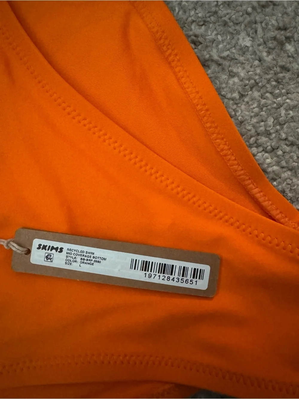 SKIMS recycled swim mid coverage Orange Bikini Bottoms large